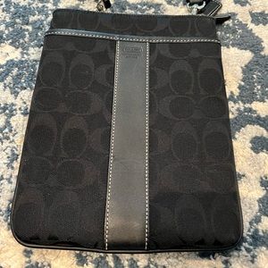 COACH signature canvas cross body back bag, authentic, 6.5x8.5”.